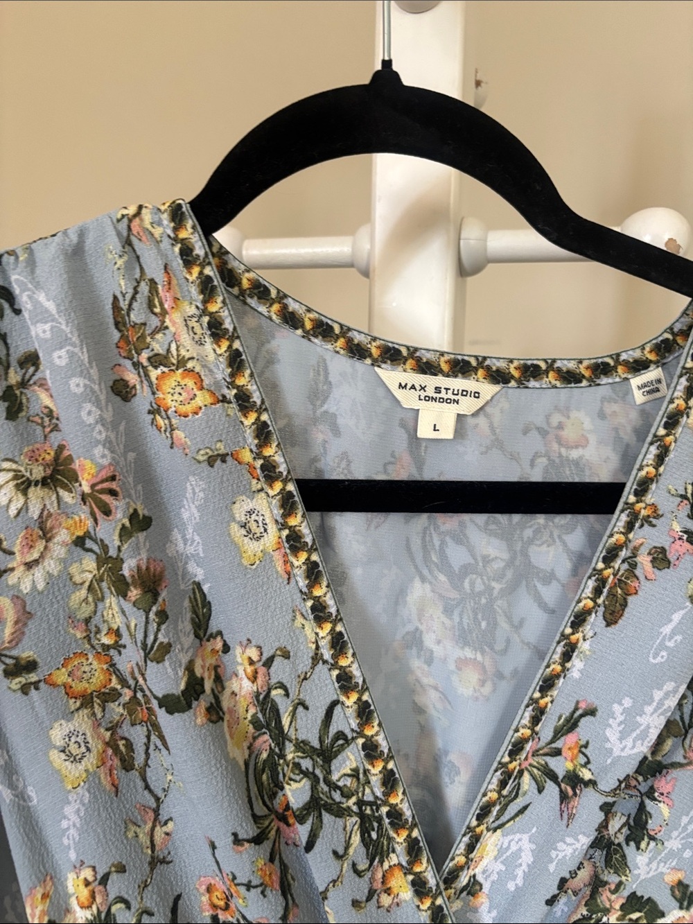 Light Blue Floral Maxi Dress with Smocked Waist - Picture 2 of 6